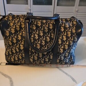 Vintage Christion  Dior Blue Trotter Boston bag  Satchel Bag Canvas.